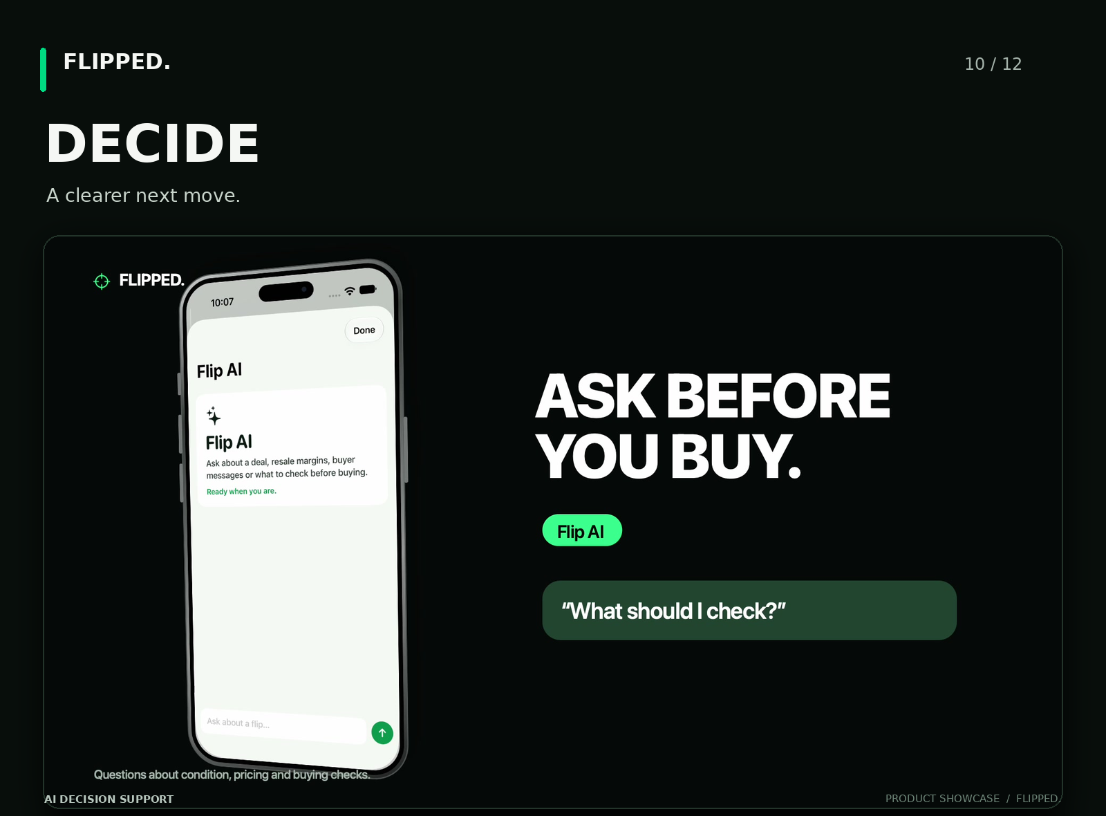 Flipped Decide screen