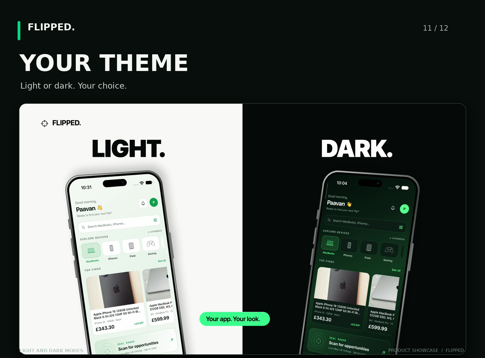 Flipped Your Theme screen