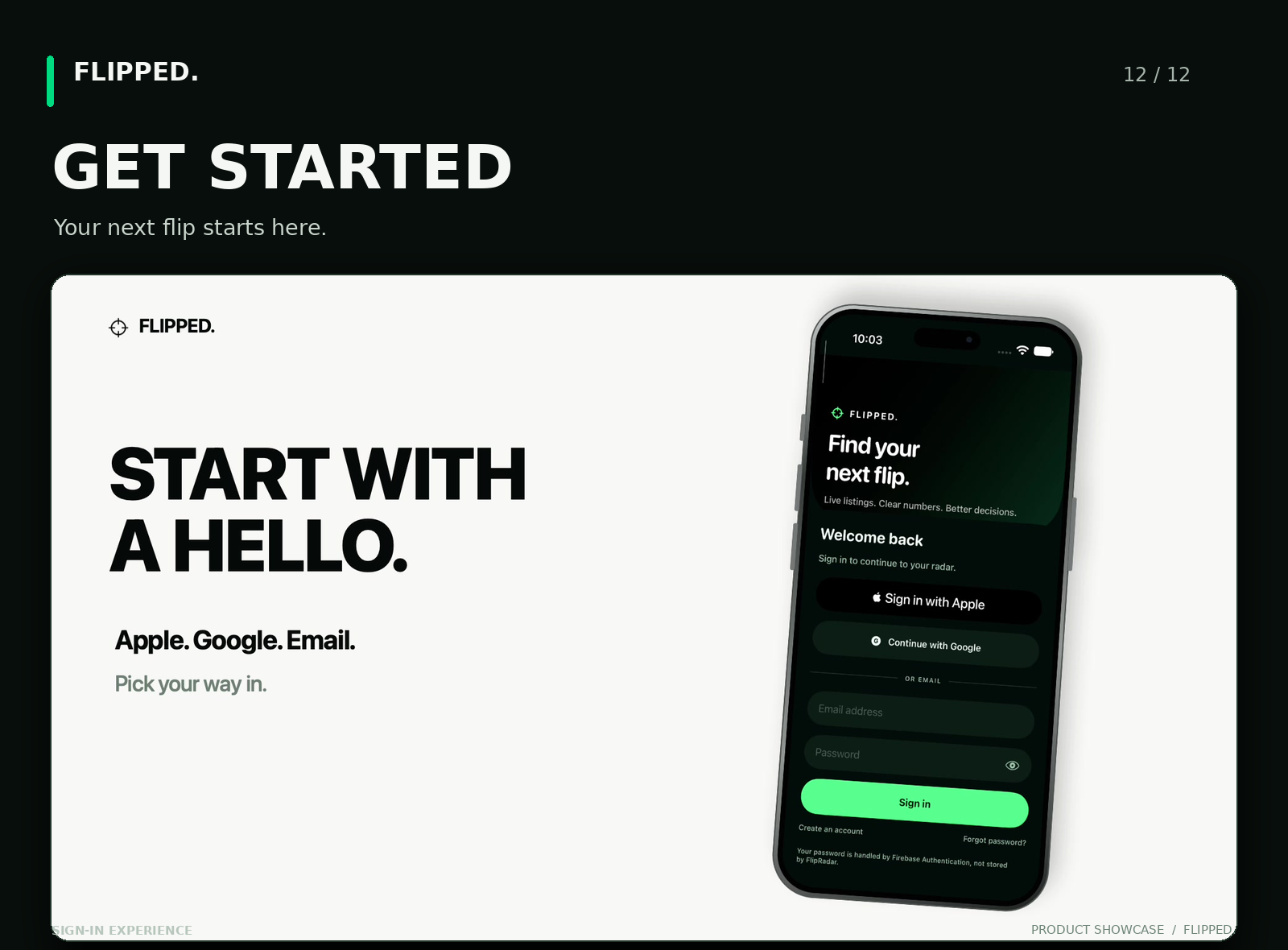 Flipped Get Started screen
